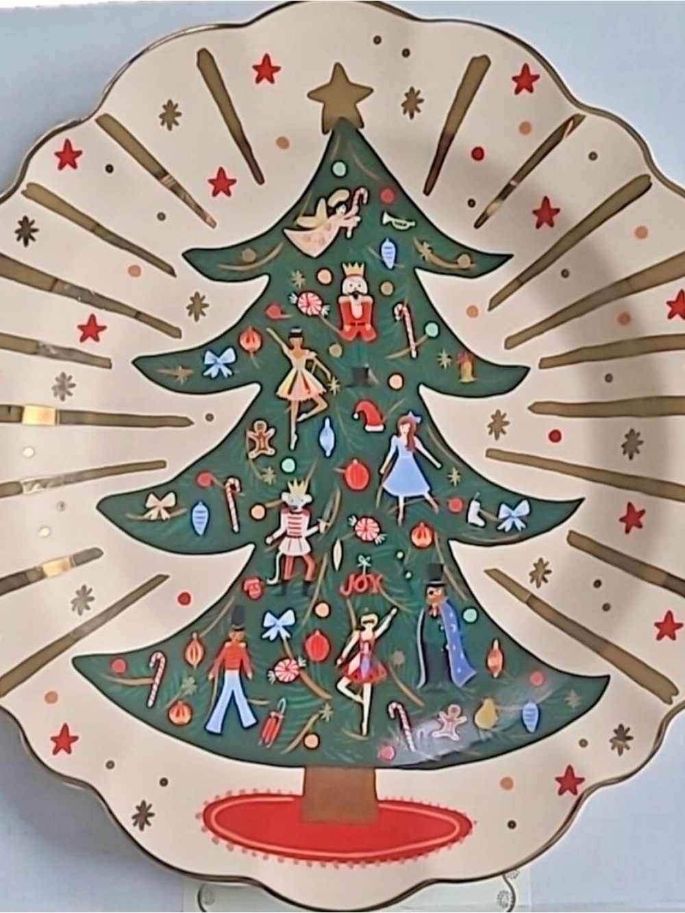 NEW Rifle Paper Co. Christmas Tree Plate – Scalloped JOY Holiday Dessert Plate
